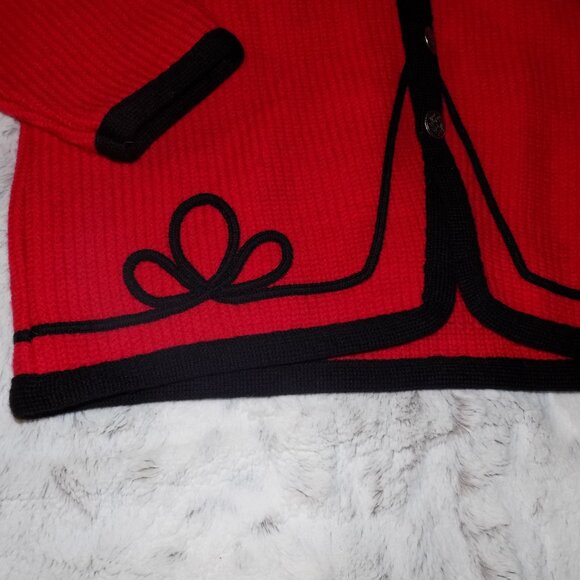 Vintage Pendleton Red and Black Western 100% Virgin Wool Cardigan - Picture 3 of 16